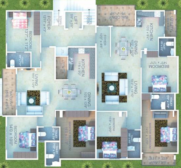 Floor Plan of KVR Akshaya in JP Nagar, Bangalore - Image 137335