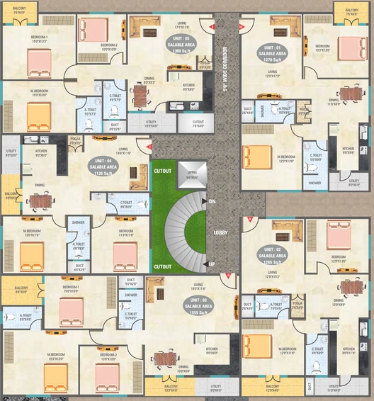 Floor Plan of 5 Elements Eshwaree Orchids in Vidyaranyapura, Bangalore - Image 137433