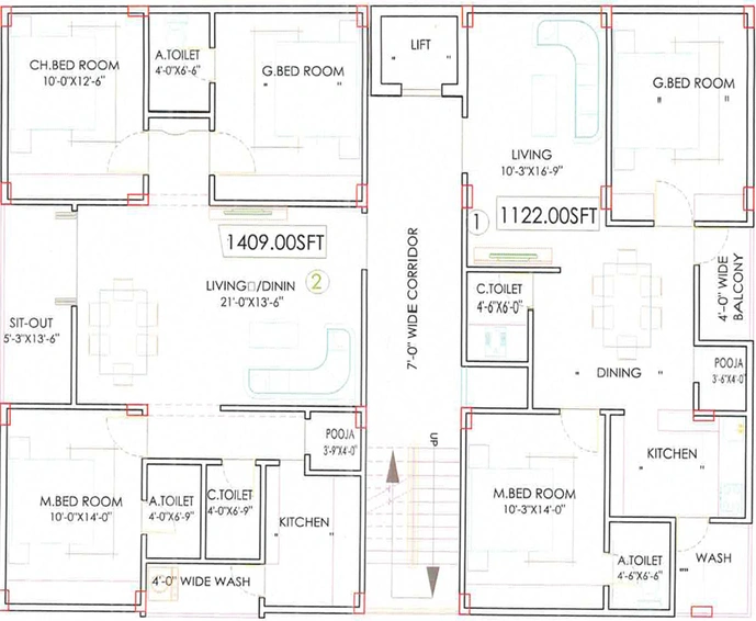 Floor Plan of SN Enclave in Quthbullapur, Hyderabad - Image 137576