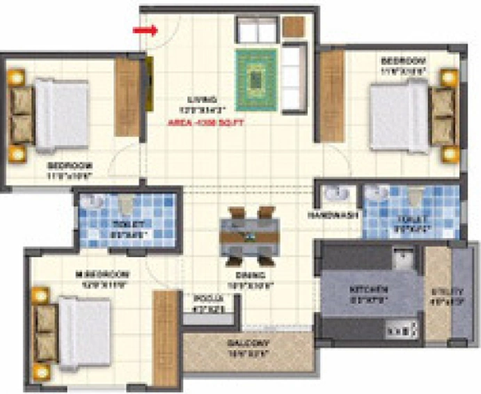 3 BHK Flat in Premier Inspira Elite in JP Nagar Phase 7, Bangalore - Image 806472