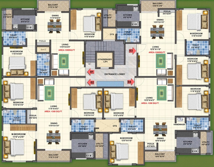 Floor Plan of Premier Inspira Elite in JP Nagar Phase 7, Bangalore - Image 137594