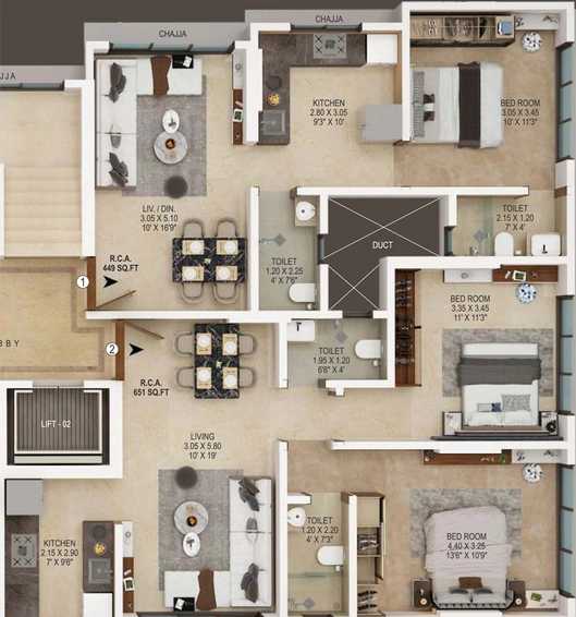 3 BHK Flat in Milan Rekha Pragati in Andheri East, Mumbai - Image 807393