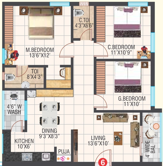 2 BHK Flat in Sri Kamakshi Residency in Bahadurpally, Hyderabad - Image 806486