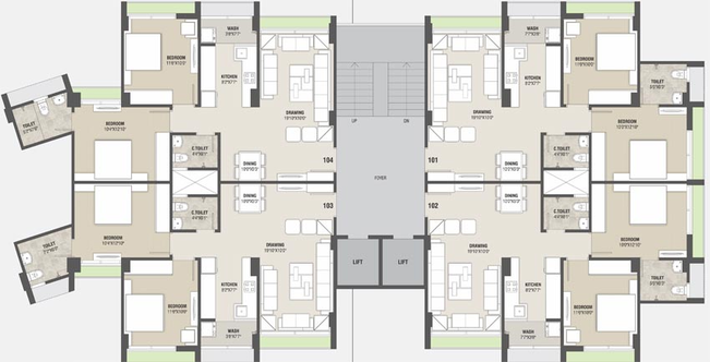 Floor Plan of Aarmor Chintamani Flora in Paldi, Ahmedabad - Image 92812