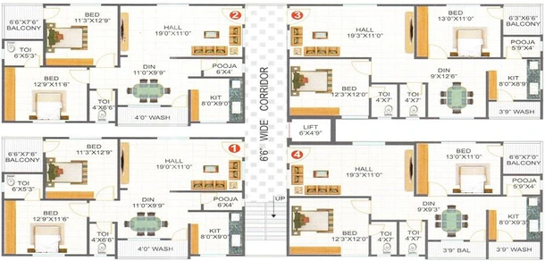 Floor Plan of Sri Vaishnavi Sai Green Heights in Pragathi Nagar, Hyderabad - Image 137692