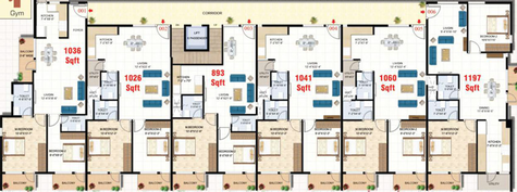 Floor Plan of Dhatri Ultima in Yelahanka, Bangalore - Image 137797