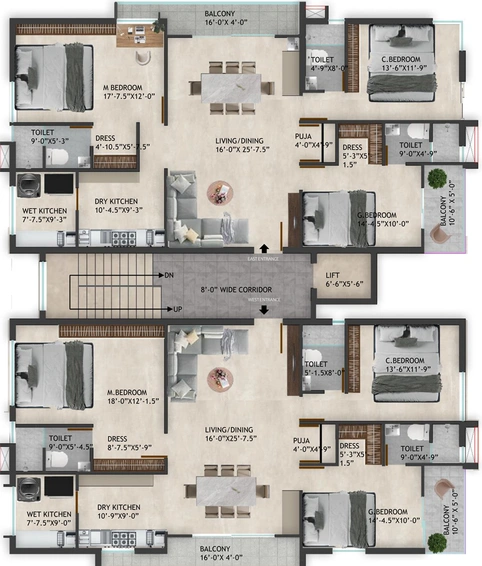 Floor Plan of Suvelas Sai Shikhara in Rajendra Nagar, Hyderabad - Image 137752