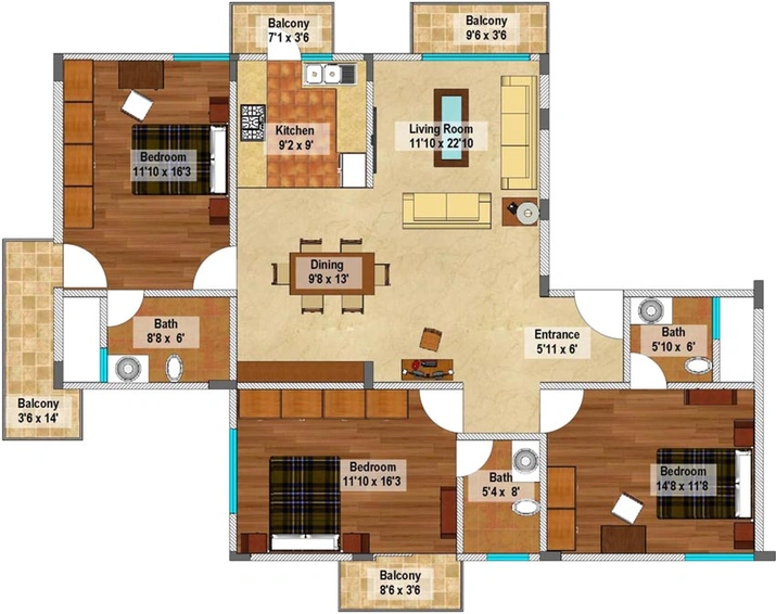 3 BHK Flat in Surbacon Aspen in Chokkanahalli, Bangalore - Image 806548