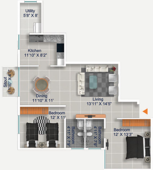 2 BHK Flat in Cumins Genesis in Horamavu, Bangalore - Image 807493