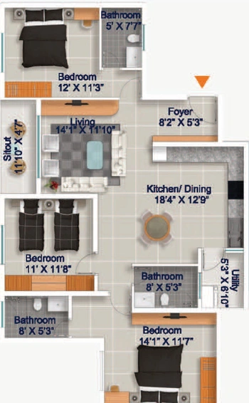 3 BHK Flat in Cumins Genesis in Horamavu, Bangalore - Image 807496