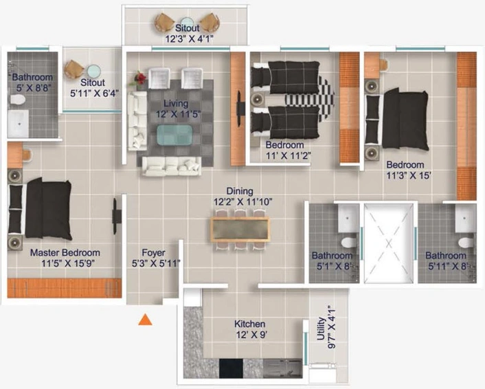 3 BHK Flat in Cumins Genesis in Horamavu, Bangalore - Image 807497