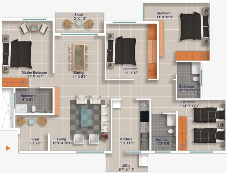 4 BHK Flat in Cumins Genesis in Horamavu, Bangalore - Image 807499