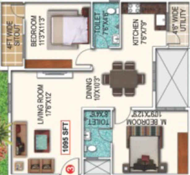 2 BHK Flat in Saranya Shantiniketan in Whitefield, Bangalore - Image 806571