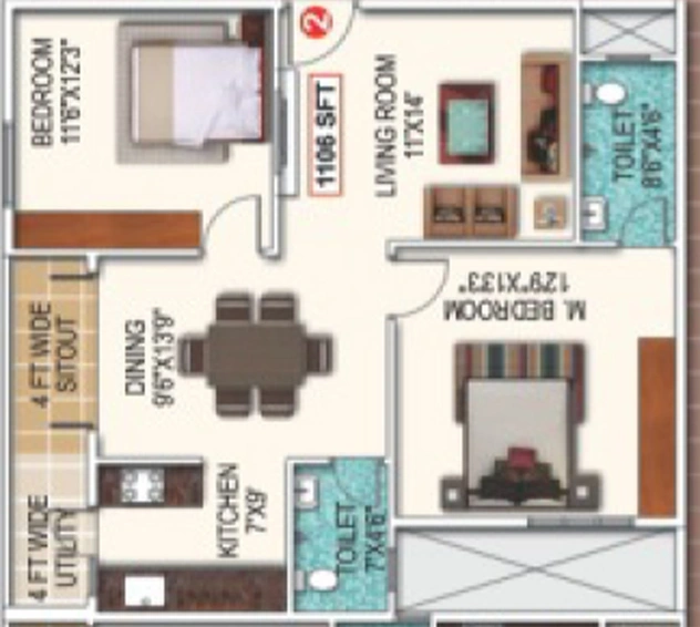 2 BHK Flat in Saranya Shantiniketan in Whitefield, Bangalore - Image 806572