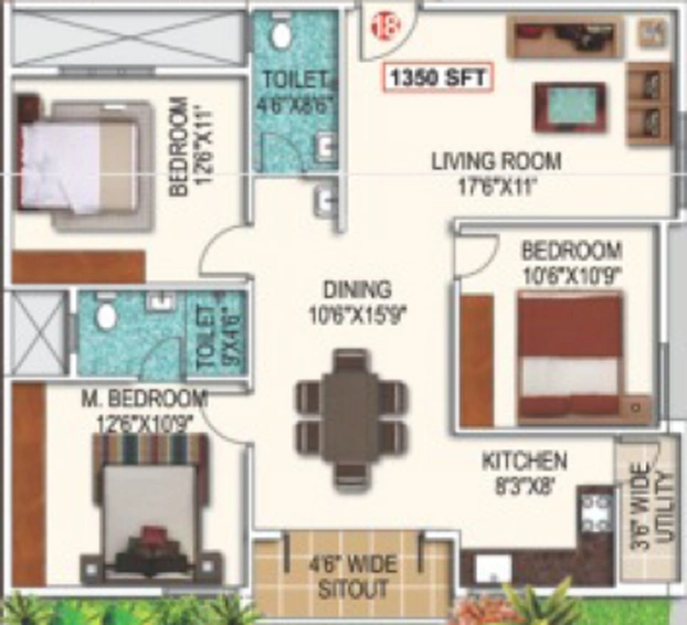 3 BHK Flat in Saranya Shantiniketan in Whitefield, Bangalore - Image 806574