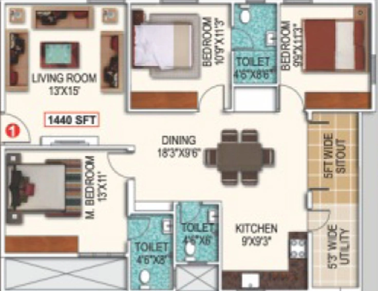 3 BHK Flat in Saranya Shantiniketan in Whitefield, Bangalore - Image 806575