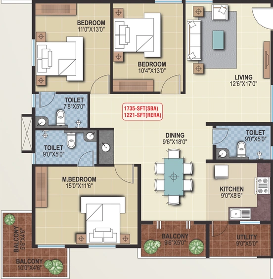 3 BHK Flat in Saranya Sreshta in Whitefield, Bangalore - Image 806591