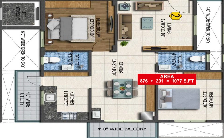 2 BHK Flat in Sai Sahas in Sarjapur, Bangalore - Image 806597