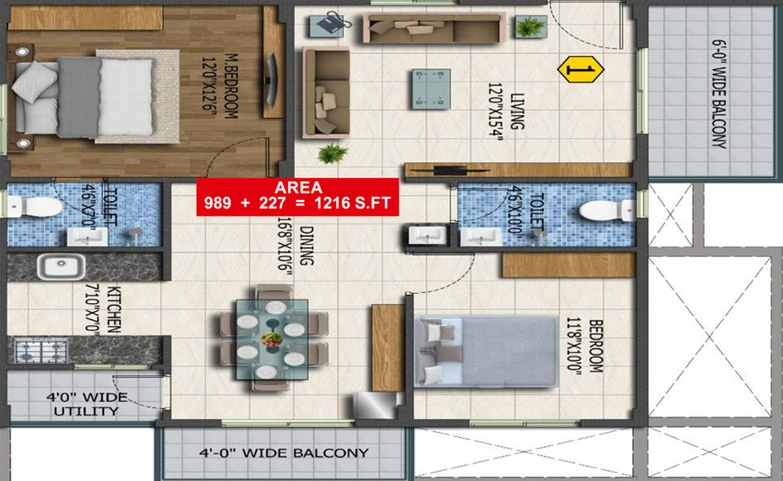 2 BHK Flat in Sai Sahas in Sarjapur, Bangalore - Image 806602