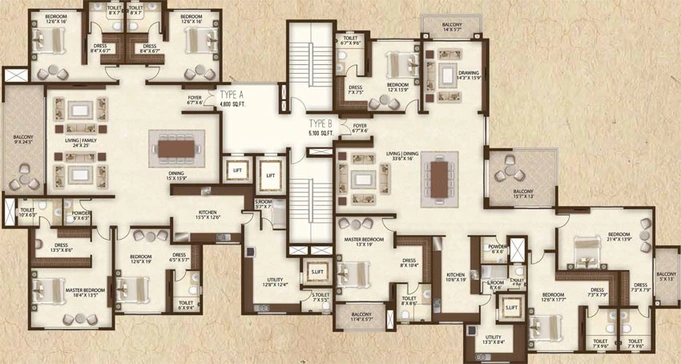 Floor Plan of Legacy Cataleya in Vasanth Nagar, Bangalore - Image 138024