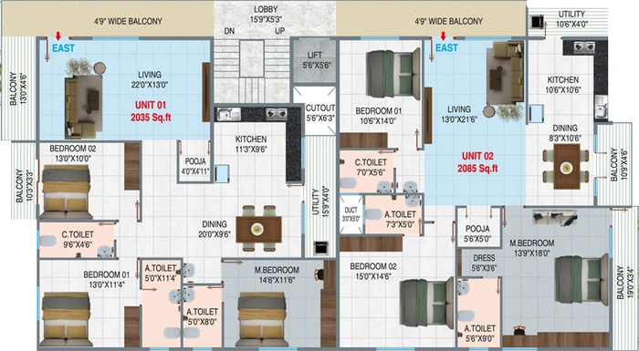 Floor Plan of Sreenidhi Serenity in Banashankari, Bangalore - Image 142460