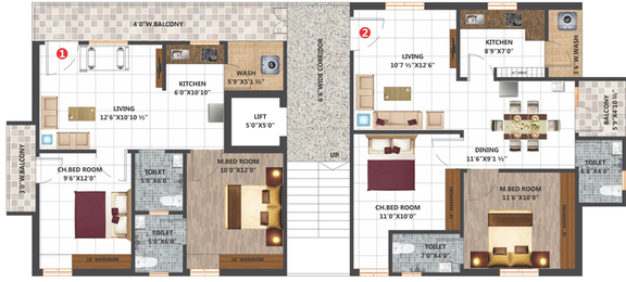Floor Plan of SB Lakshmi Residenty in Quthbullapur, Hyderabad - Image 138134