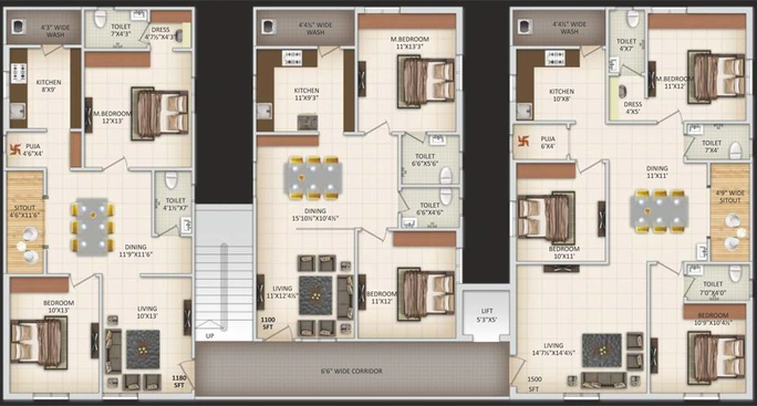 Floor Plan of Sunshine Elite in Pragathi Nagar, Hyderabad - Image 138203