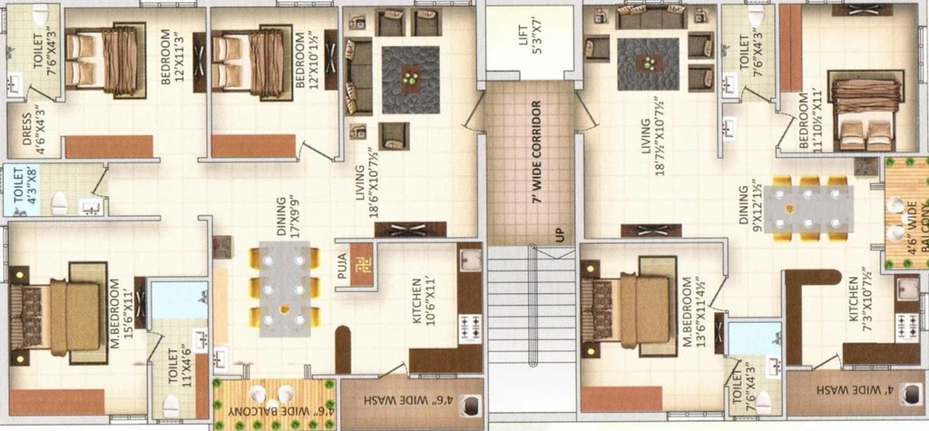 Floor Plan of Sunshine Green Woods in Hafeezpet, Hyderabad - Image 138263