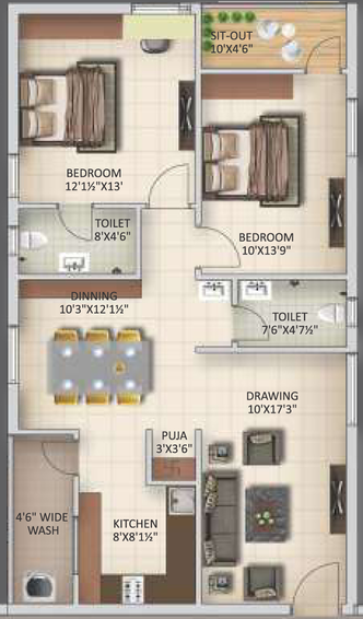 2 BHK Flat in Sunshine LA Grand in Narsingi, Hyderabad - Image 806745