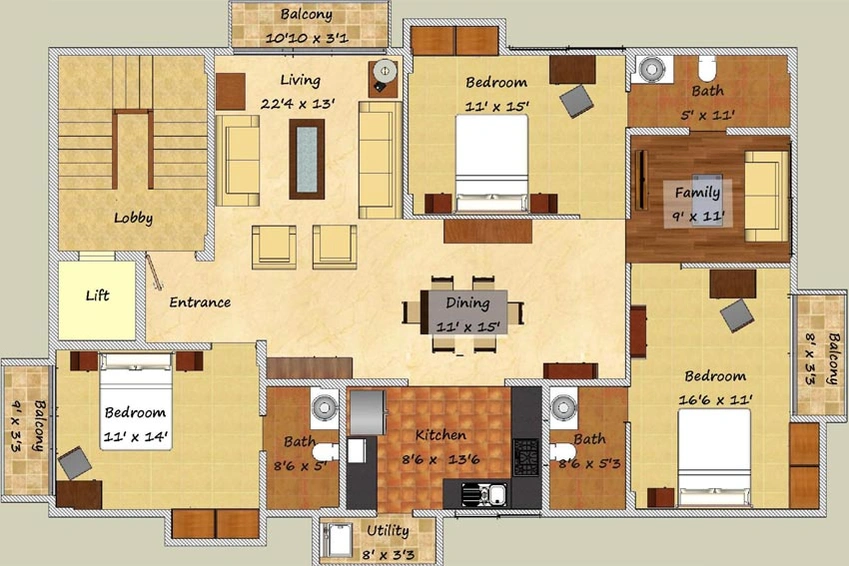 3 BHK Flat in Surbacon Lavender in Adyar, Chennai - Image 806754