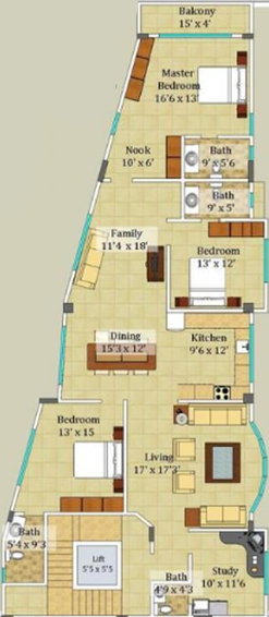Floor Plan of Surbacon Maple in Sarjapur, Bangalore - Image 138369