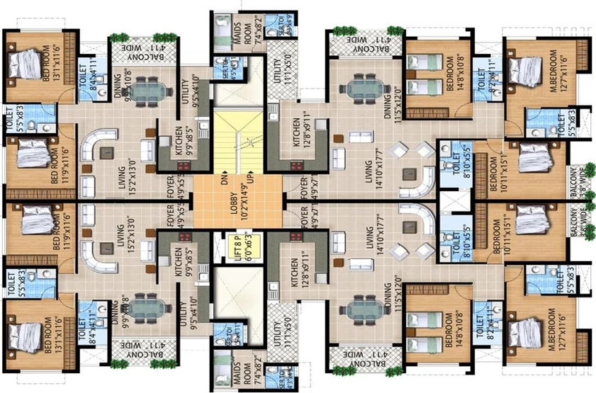 Floor Plan of Umiya Willows in Richards Town, Bangalore - Image 138411