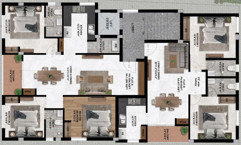 Floor Plan of JKB Sathya in Saligramam, Chennai - Image 138454