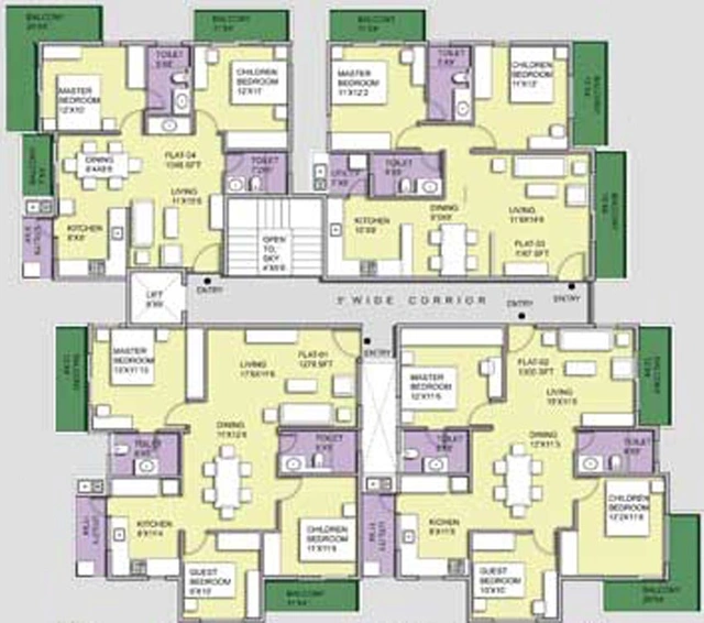 Floor Plan of Pristine Woods in Thanisandra, Bangalore - Image 138486