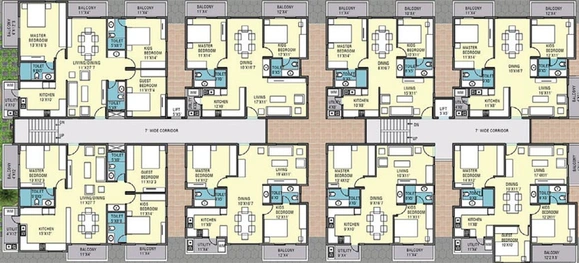 Floor Plan of Pristine Meadows in Thanisandra, Bangalore - Image 138519