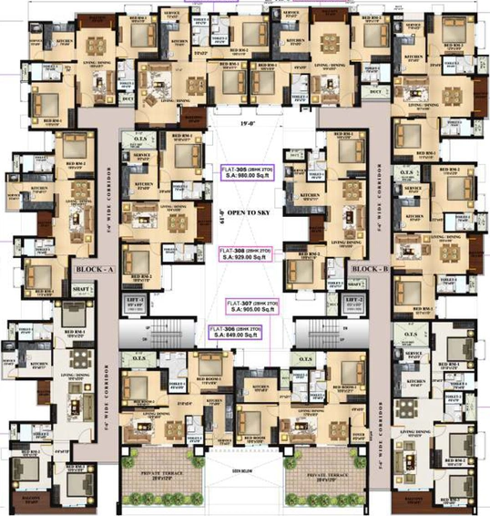 Floor Plan of Kalpataru Royale in Medavakkam, Chennai - Image 138622