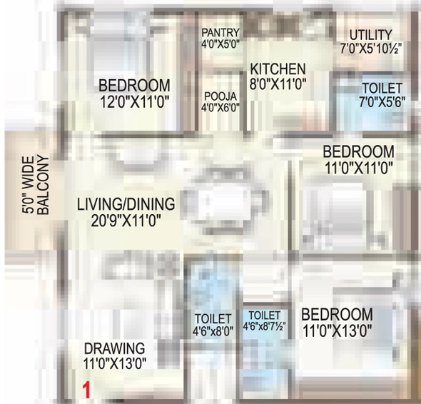 3 BHK Flat in TNR Sulakshana in Hastinapuram, Hyderabad - Image 806870