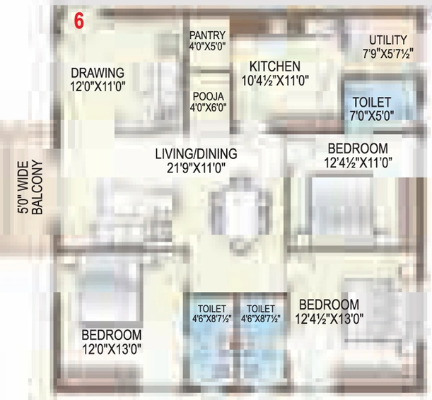 3 BHK Flat in TNR Sulakshana in Hastinapuram, Hyderabad - Image 806871