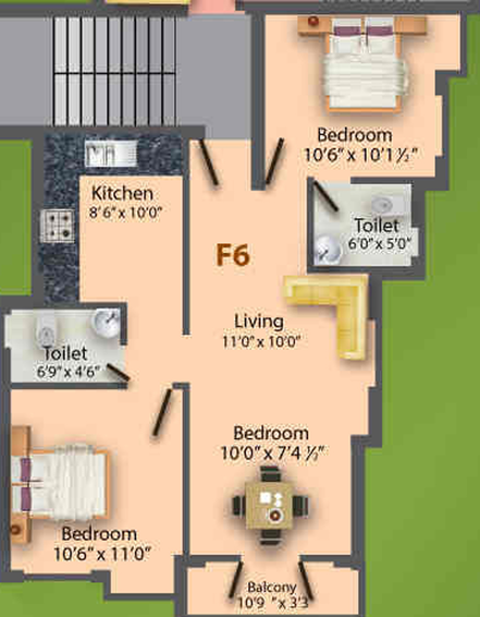 2 BHK Flat in MS Charan MM Poorna Phase 4 in Sembakkam, Chennai - Image 806907