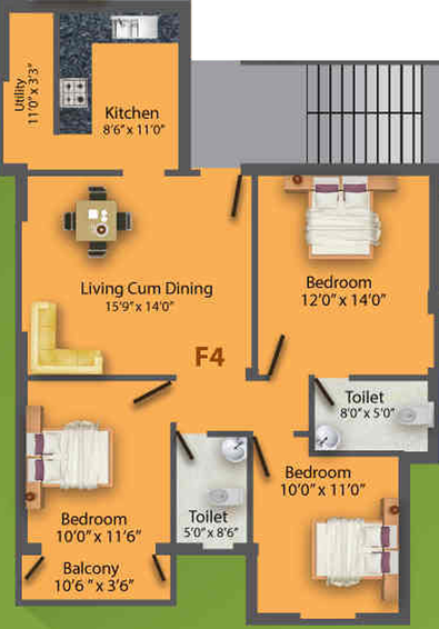 2 BHK Flat in MS Charan MM Poorna Phase 4 in Sembakkam, Chennai - Image 806908