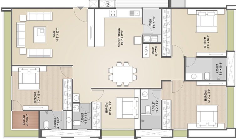 4 BHK Flat in Vaishnodevi Kingsley in Pal, Surat - Image 663923