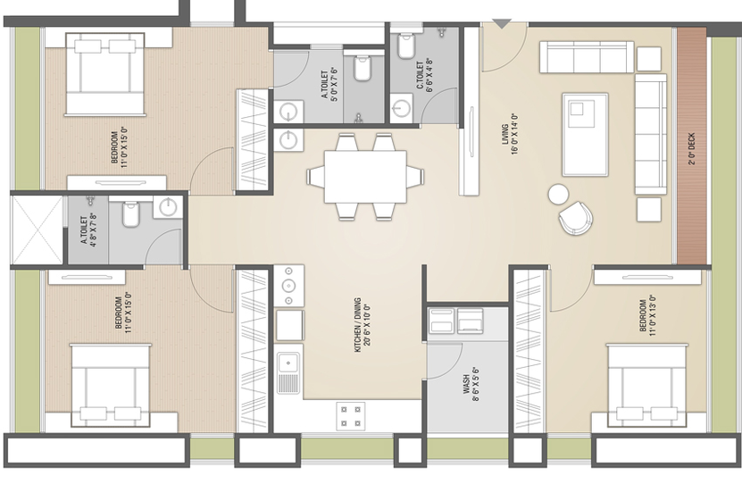 3 BHK Flat in Vaishnodevi Kingsley in Pal, Surat - Image 663922