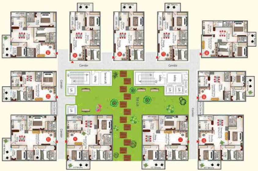 Floor Plan of Signature Krishna Affinity in Attapur, Hyderabad - Image 138770