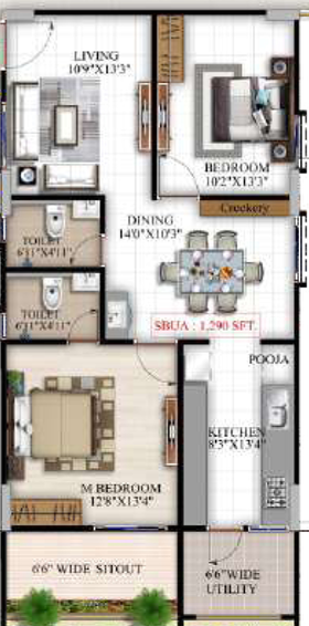 2 BHK Flat in Sita Exotica in Kompally, Hyderabad - Image 806929