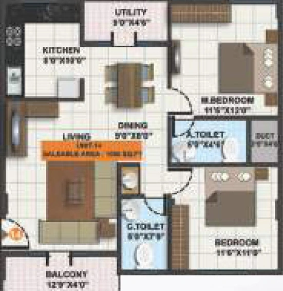 2 BHK Flat in Neeladri Deo Bliss in Whitefield, Bangalore - Image 806942