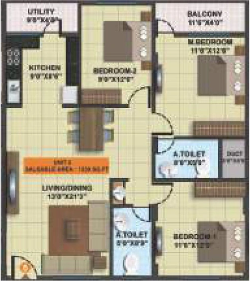 3 BHK Flat in Neeladri Deo Bliss in Whitefield, Bangalore - Image 806944