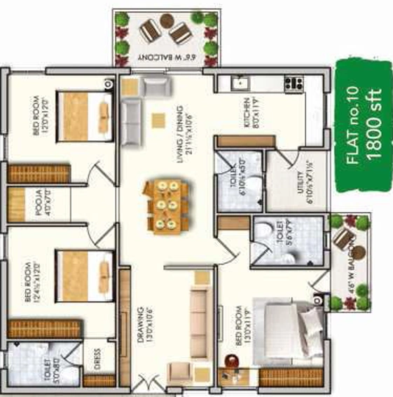 3 BHK Flat in Sukhii 9 in Bachupally, Hyderabad - Image 806949