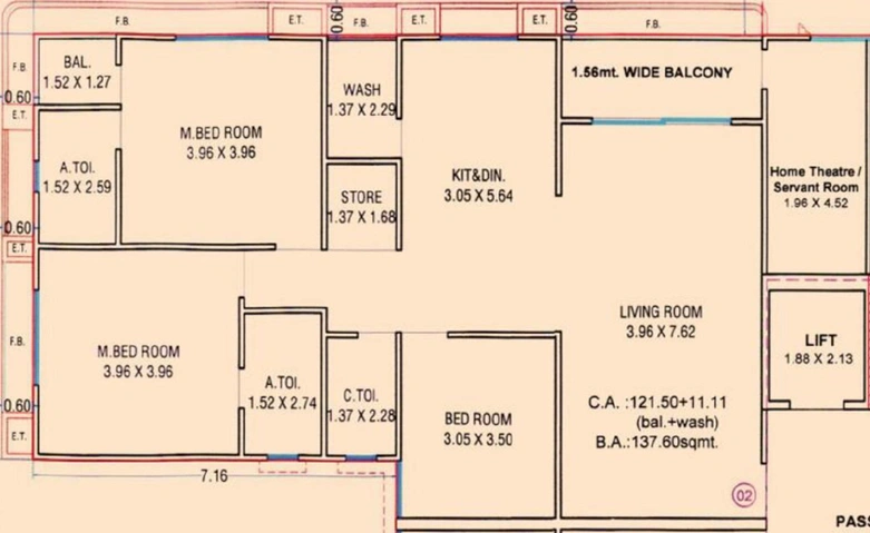 3 BHK Flat in Deepa Rajnidhi Residency in Bhatar, Surat - Image 664040