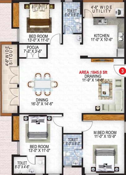 3 BHK Flat in Sree Jingle Heights in Horamavu, Bangalore - Image 807025