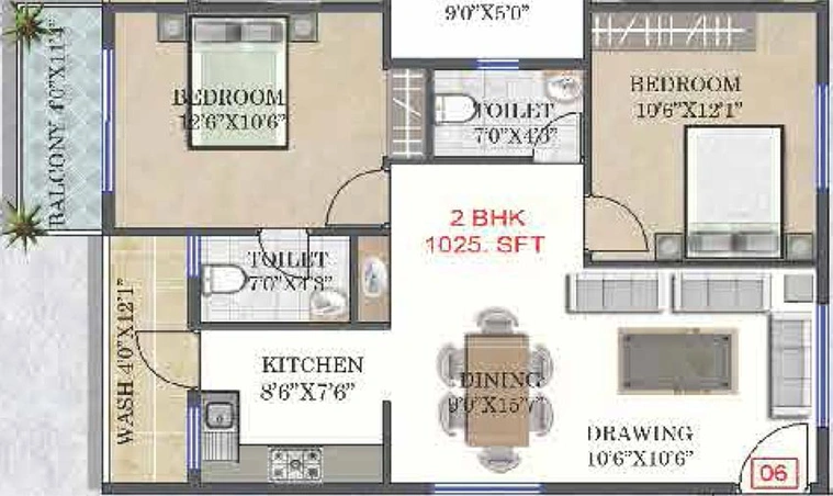 2 BHK Flat in LVS Gardenia in KR Puram, Bangalore - Image 807031